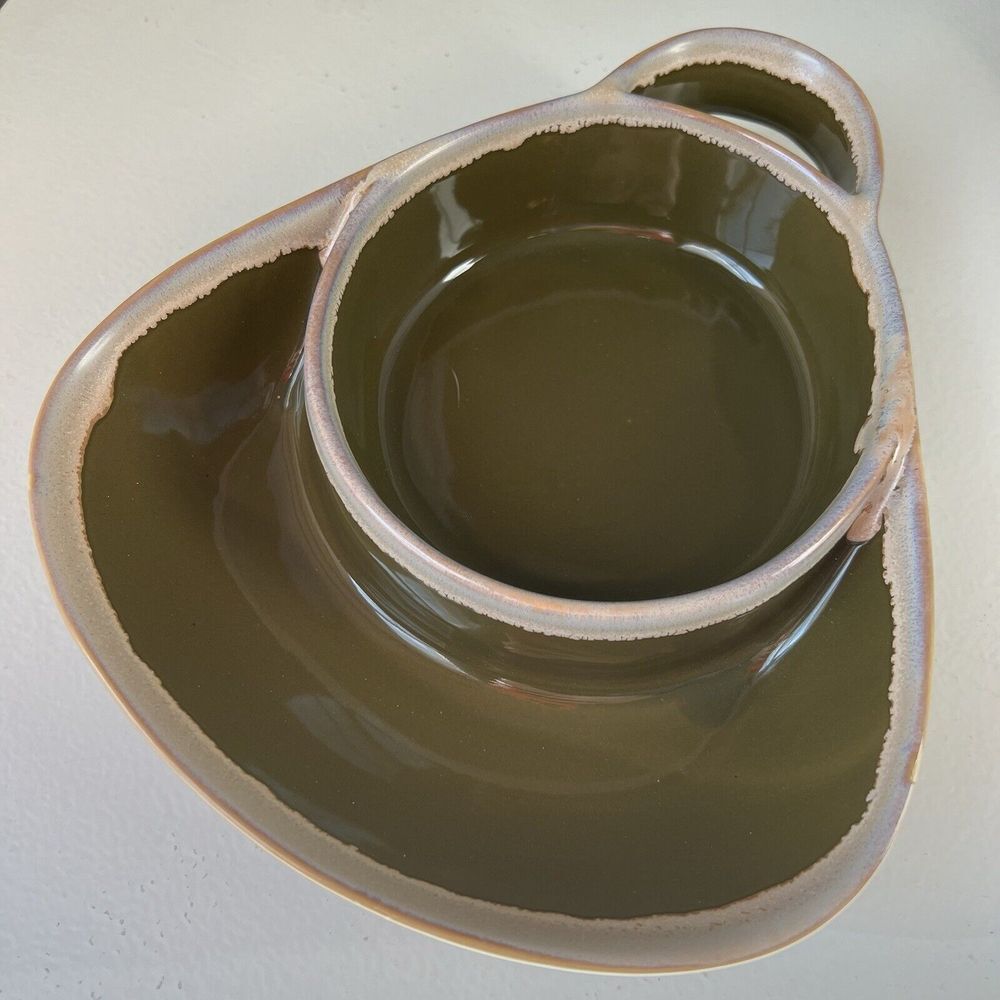LTD Commodities Stoneware Stars Drip Glaze Soup Cracker Bowls/Chip Dip Green